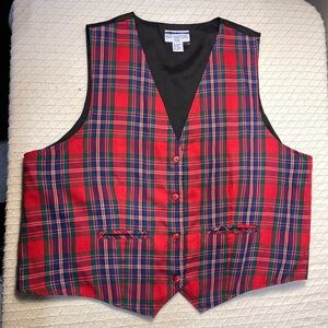 Women's Red and Blue Plaid Vest